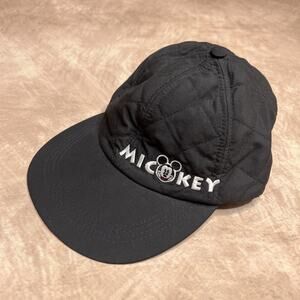 Vintage 90s Mickey & Co Quilted Baseball Cap Disney Embroidery Black Fresh Caps